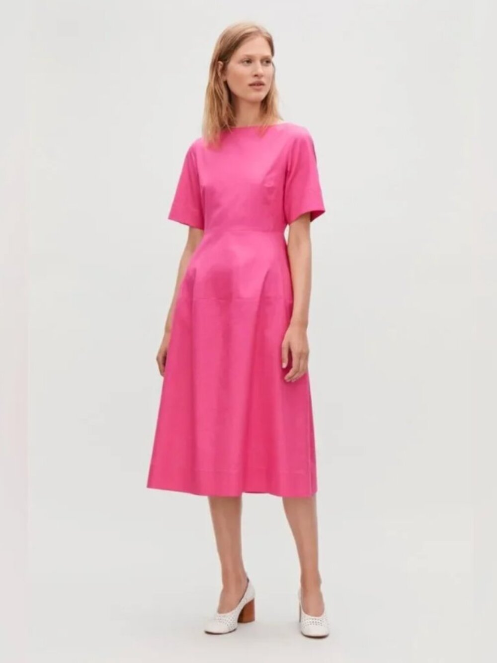 COS Fuchsia Short-Sleeve Midi Dress
